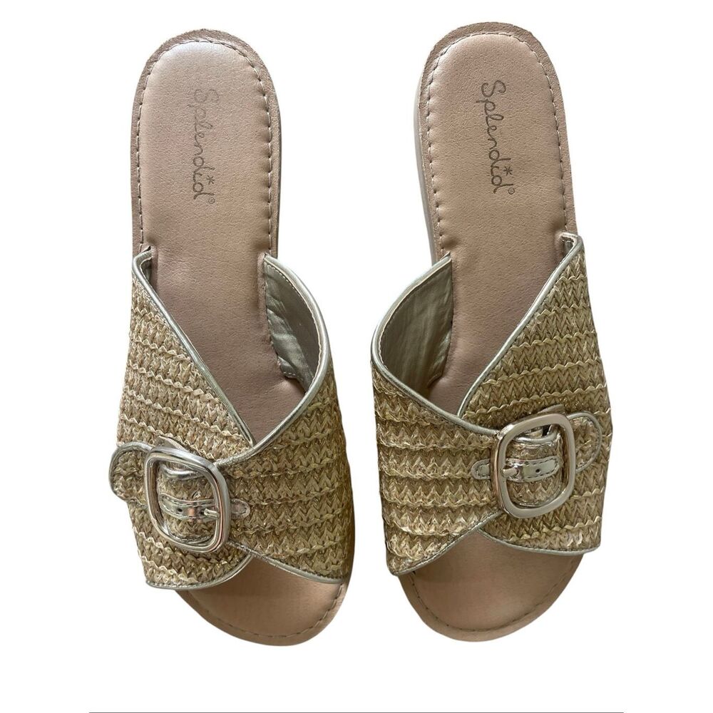 Splendid Metallic Gold Sandals Women’s Size 8.5 Summer Slip On Flat Shoes